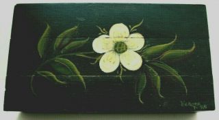 Signed Hand Painted Norwegian Rosemaling Rosemaled Wooden Mini Crate Trinket Box