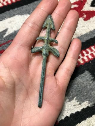 Mlc S3542 Medieval Bronze Arrowhead Harpoon Tip Artifact Old Relic Europe Asia