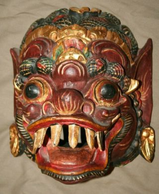 Balinese Mask Guardian Singa Lion Barong Topeng Demon Bali Wall Art Carved Wood