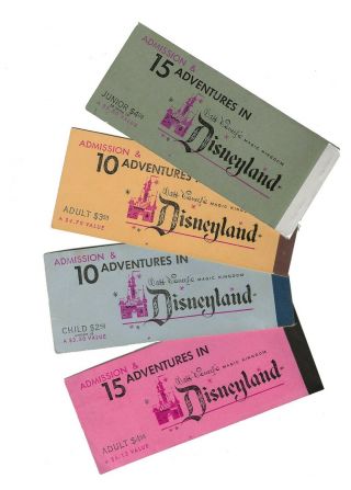 Vintage Disneyland 4 Admission And Ticket Books Walt Disney 