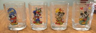 Set Of 4 Walt Disney World Mickey Mouse Square Shaped Millennium Glasses 2000