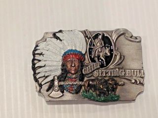 Chief Sitting Bull.  Vintage Belt Buckle.  1990