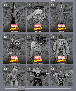 Topps Marvel Collect Card Trader Classic Box Base Series Black & White Set,  Awrd