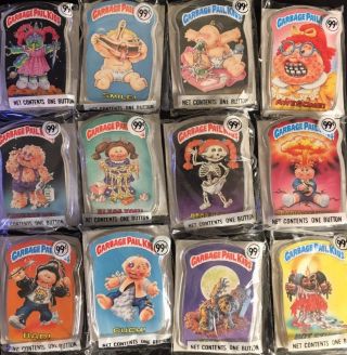 1986 Topps Garbage Pail Kids Buttons In Package Set Of 12 S,  H