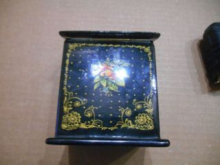 Vintage Russian Lacquer Tall Trinket Box Ussr
