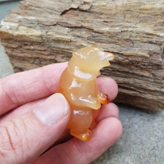 Vintage Native American Amber Bear Figurine Carving - Very Neat Hand Carved