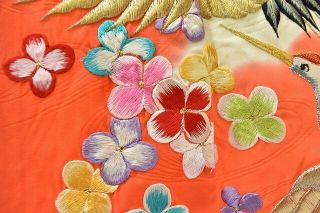 Vintage Japanese Kimono Wedding silk Girl crane 13nfuji18615 4