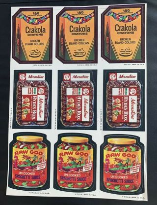 1974 Topps Wacky Packages Uncut Wonder Bread Sheet Crakola Hyde’s Rox