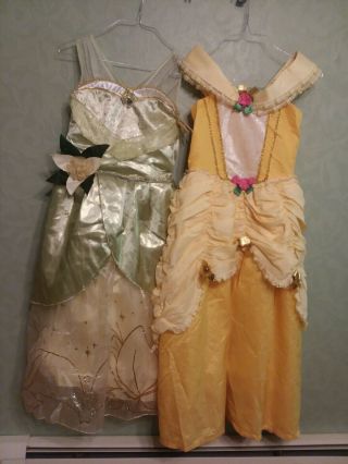 Disney Store Princess Tiana & Belle Costume Dress 9/10 Dress Up Pretend Play