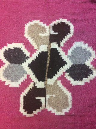 Vintage Mexican Cape Poncho Blanket Pink Blue White Fringed Navajo 72 X 36 3