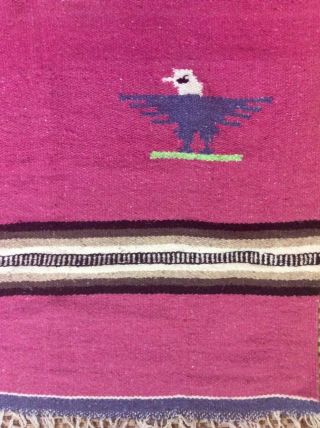 Vintage Mexican Cape Poncho Blanket Pink Blue White Fringed Navajo 72 X 36 6