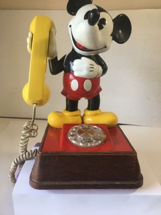 Vintage 1976 Disney Mickey Mouse Gold Rotary Phone.  Is.