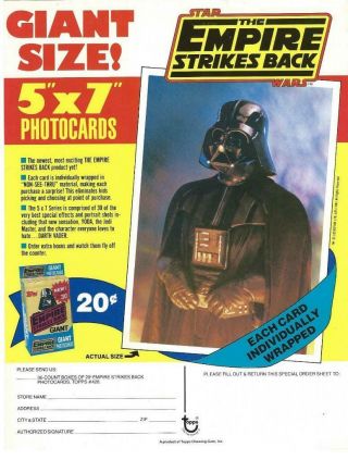 Sheet Topps Star Wars The Empire Strikes Back Giant Photocards