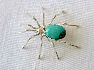 Navajo Eddie Secatero Turquoise & Sterling Silver Spider Pin Brooch