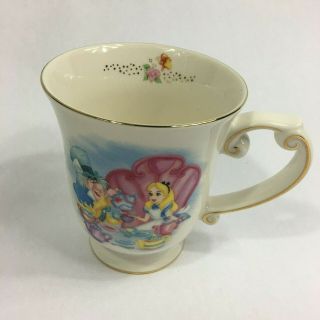 Disney Parks Authentic Alice In Wonderland Teacup Coffee Cup Gold Rim Mug