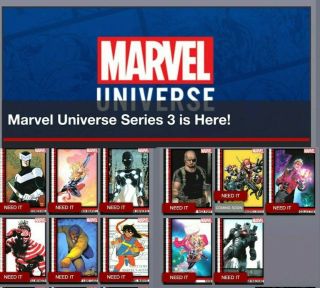 Topps Marvel Collect Card Trader Marvel Universe Complete Set Wave/series 3