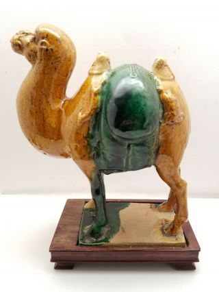 Vintage Antique Chinese Majolica Camel Ceramic Figurine Stand 11 "