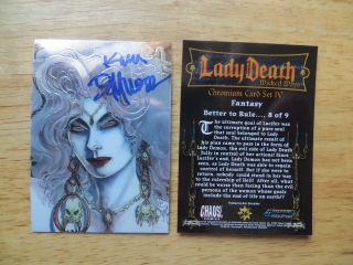 1997 Chaos Lady Death Wicked Ways Card 26 Signed Kim Demulder Art,  With Poa