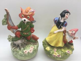 Vintage Disney Musical Figurines Snow White And Fox