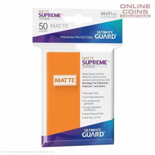 Ultimate Guard Supreme Ux Matte Standard Card Sleeves - Orange - Pack Of 50