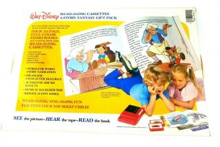 1984 Walt Disney ' s Read - Along Cassettes 4 - Story Pack Bambi Cinderella Snow White 3