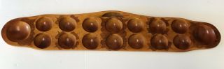 Vintage Mancala Hand Carved Hardwood Strategy Game Board African Wall Art 26”