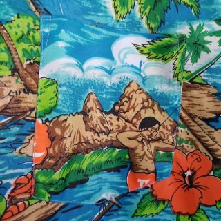 VTG Cascade Hawaiian Aloha Shirt Polynesian Tiki Outfitter Island Blue XL 6