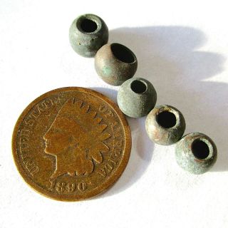 5 Columbia River Long Narrows Oregon Pre - Fur Trade Excavated Round Copper Beads