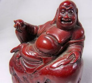 Vintage Buddha Chinese Carved Cinnabar Lacquer Figurine Statue 3.  75 " Tall Neat