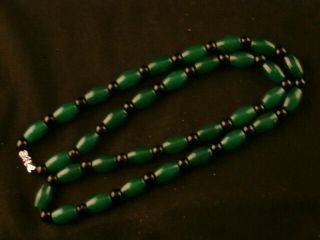 23 Inches Chinese Green Jade Beads Prayer Necklace S030