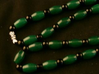 23 Inches Chinese Green Jade Beads Prayer Necklace S030 2