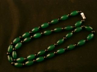 23 Inches Chinese Green Jade Beads Prayer Necklace S030 3