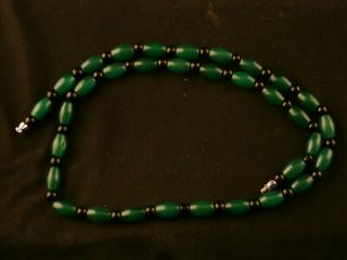 23 Inches Chinese Green Jade Beads Prayer Necklace S030 5