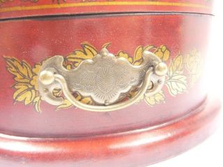 old handwork Chinese wood noble jewelry box with mirror painted dragon phoenix 3