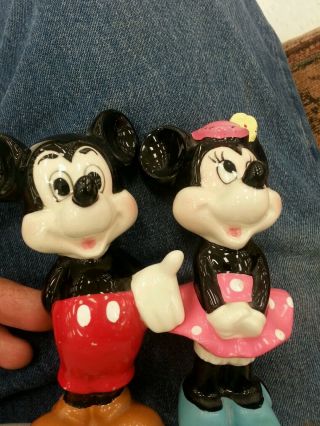 Vintage Mickey & Minnie Mouse Porcelain Figurine Walt Disney Japan Co