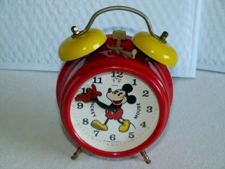Vintage Avronel Mickey Mouse Alarm Clock Made In Germany