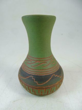 Vintage Native American Indian Pottery Mini Vase Navajo 1958 3 " Tall Signed Old