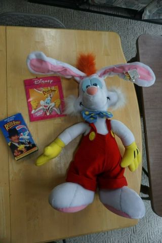 1987 Who Framed Roger Rabbit Lg 25 " Plush Doll Stuffed Animal W/ Tags And Vhs
