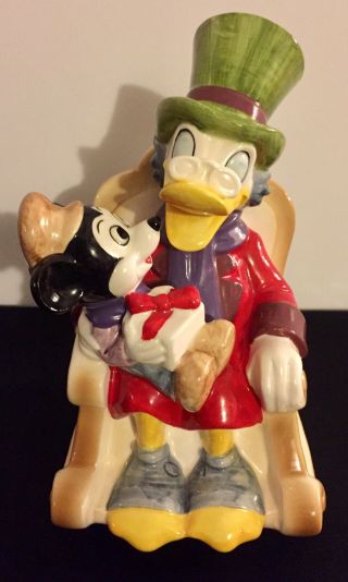 Vtg Disney Music Box Japan Scrooge McDuck and Mickey as Tiny Tim Christmas 2