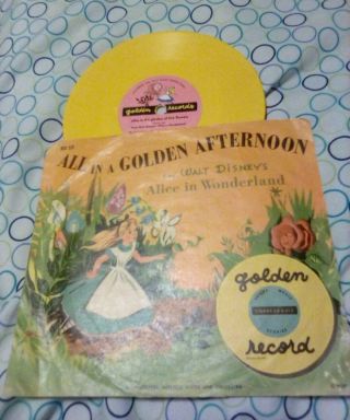 Vintage 1951 Disney Alice In Wonderland Golden Afternoon Vinyl Golden Record