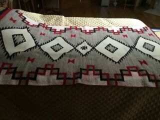 Vintage Navajo Blanket Native American Indian 39”x72” Wool Woven