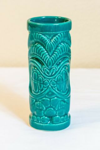 Turquoise Tiki Mug | Tiki Farm Drew Brophy 2003 | Kalifornia Ku | Made In Usa