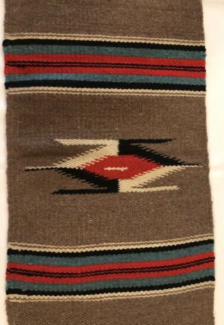 Mexico Chimayo Weaving Arrow Design Small Wool Runner,  10” X 19”,  Estate Fin 2
