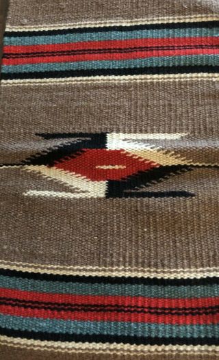 Mexico Chimayo Weaving Arrow Design Small Wool Runner,  10” X 19”,  Estate Fin 5