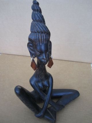 Wood Carving Of African Woman - 13 " Tall