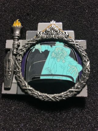 Disney Pin Haunted Mansion Pewter Frame Hatbox Ghost In Doombuggy Gargoyle