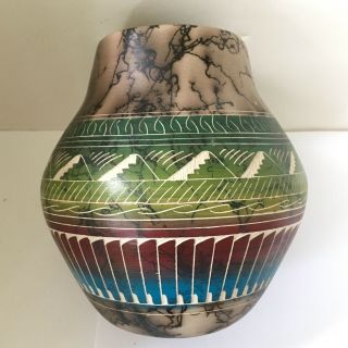 Collectible Native American Navajo Horsehair Pottery By T.  Whitegoat