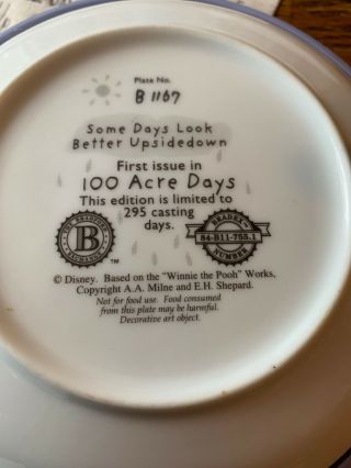 Collector Plate Disney Eeyore “Some Days Look Better Upside - Down” 100 Acre 2