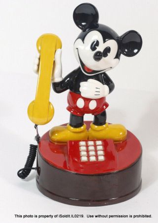 Ceramic Walt Disney Musical Mickey Mouse Telephone Figurine Bradford Exchange