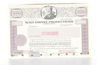 Vintage - Walt Disney Productions,  Common Stock Certificate,  Specimen,  Rare
